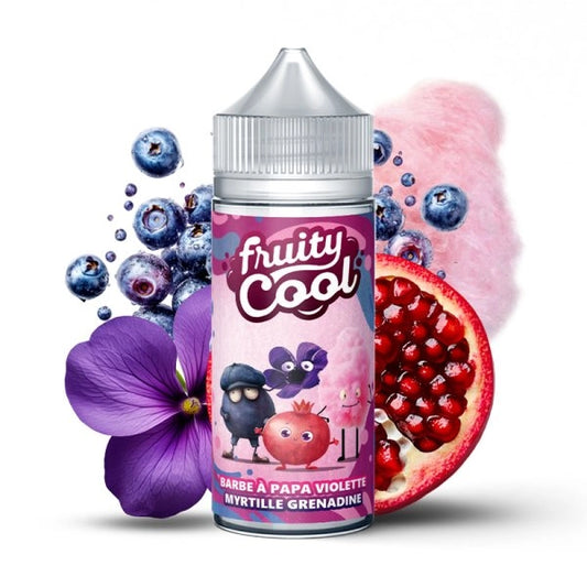 Barbe à Papa Violette Myrtille Grenadine 0mg 100ml - Fruity Cool