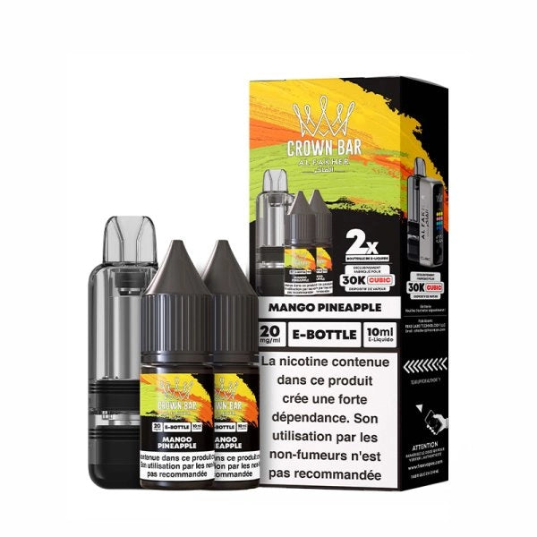 Cartouche Cubic 30k 20ml (1pc) + E-liquides 20mg 10ml (2pcs) - Crown Bar by Al Fakher