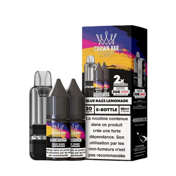 Cartouche Cubic 30k 20ml (1pc) + E-liquides 20mg 10ml (2pcs) - Crown Bar by Al Fakher